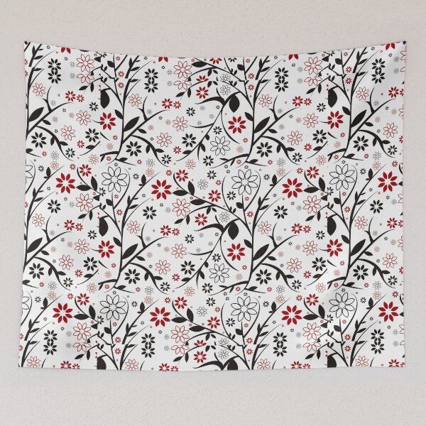 Item preview, Red and Black flower trees seamless pattern  designed and sold by ThePurplePrints.