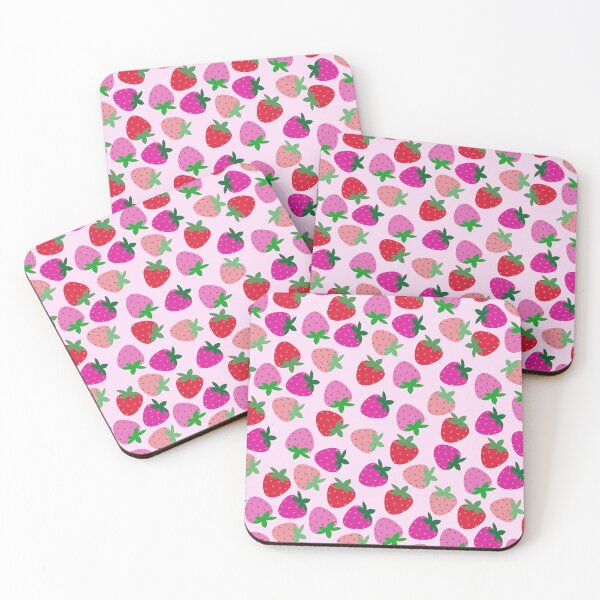 Item preview, pink strawberry field summer cute nature fruit girly pattern designed and sold by DesignYourWaystore.