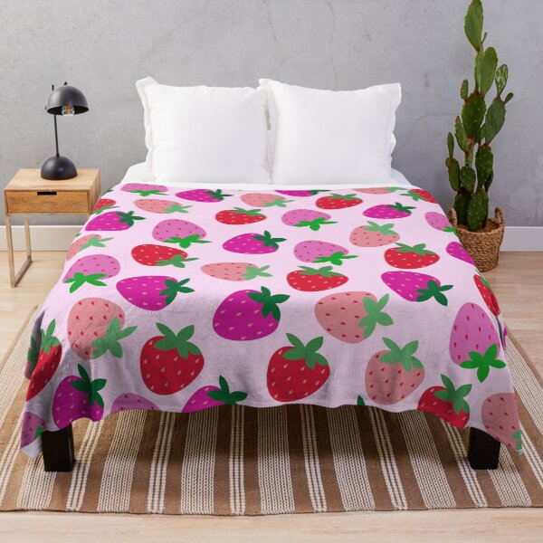 Item preview, pink strawberry field summer cute nature fruit girly pattern designed and sold by DesignYourWaystore.