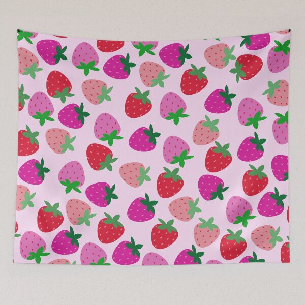 Item preview, pink strawberry field summer cute nature fruit girly pattern designed and sold by DesignYourWaystore.