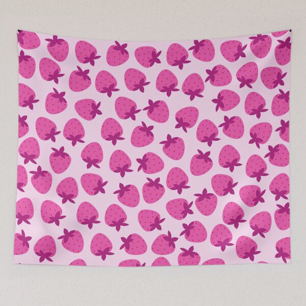 Item preview, soft pink strawberry field summer cute nature fruit girly pattern designed and sold by DesignYourWaystore.