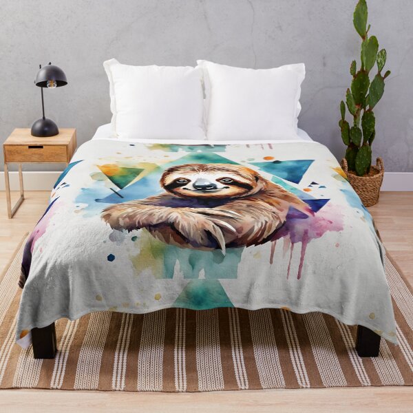 Item preview, Chilled sloth in watercolor with triangles and blobs. designed and sold by kreativeadern.