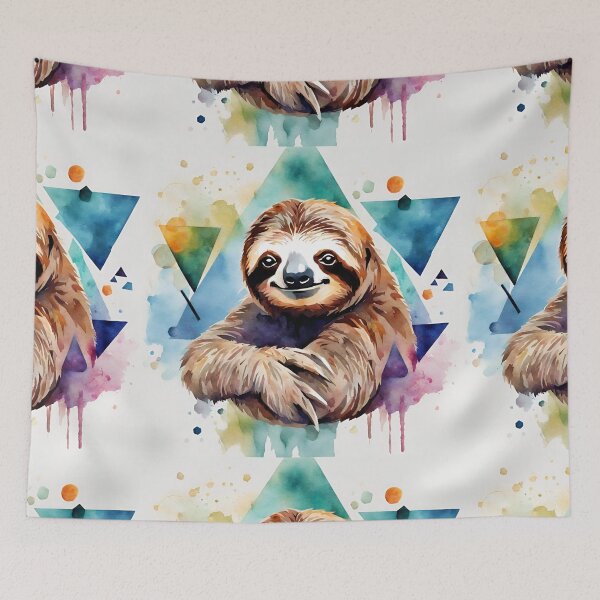 Item preview, Chilled sloth in watercolor with triangles and blobs. designed and sold by kreativeadern.