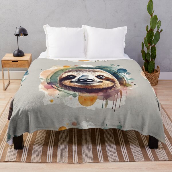 Item preview, Sloth head in watercolor with blots. designed and sold by kreativeadern.