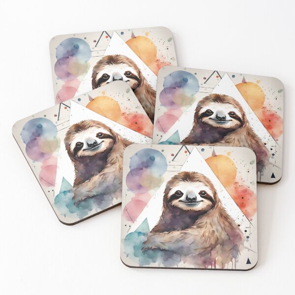 Item preview,  Sloth in watercolor with triangles and blobs. designed and sold by kreativeadern.
