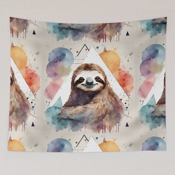 Item preview,  Sloth in watercolor with triangles and blobs. designed and sold by kreativeadern.
