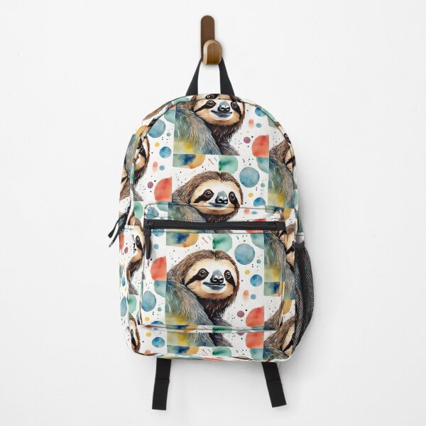 Item preview, Sloth head in watercolor with colorful circles designed and sold by kreativeadern.