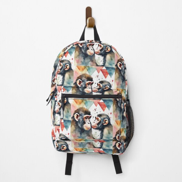 Item preview, Couple of monkeys in watercolor with triangles and blots. designed and sold by kreativeadern.