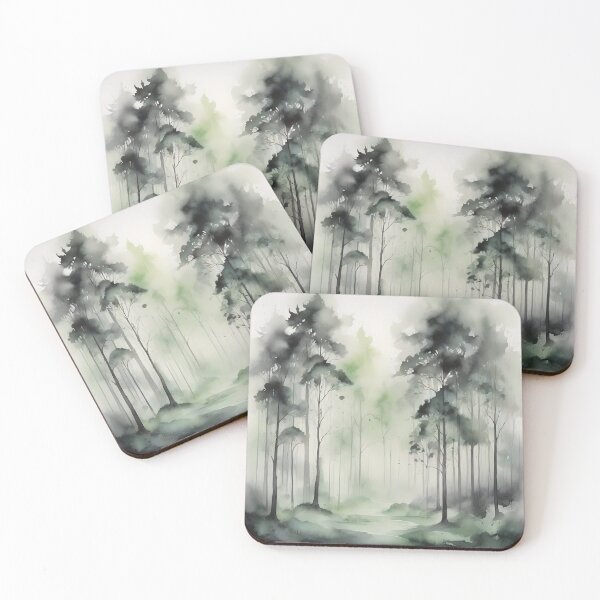 Item preview, A quiet forest in the fog with green accents designed and sold by randrdesign.