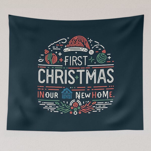 Item preview, FIRST Christmas in our new home, typography designed and sold by maxmaj.