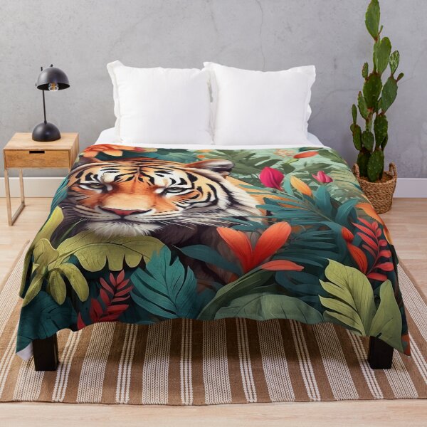 Item preview, AI jungle tiger in a tropical colorful floral amazon of brazil designed and sold by La Loca.