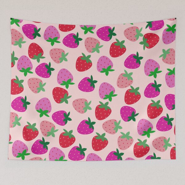 Item preview, strawberry field pink summer cute nature fruit girly pattern designed and sold by DesignYourWaystore.