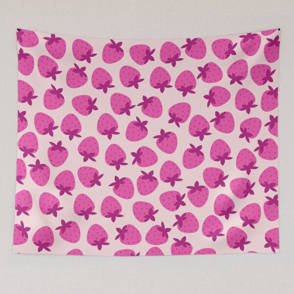 Item preview, pink strawberry field summer cute nature fruit girly pattern designed and sold by DesignYourWaystore.