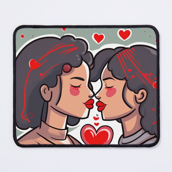 Item preview, Cartoon of two women in love kissing  designed and sold by Photopat.