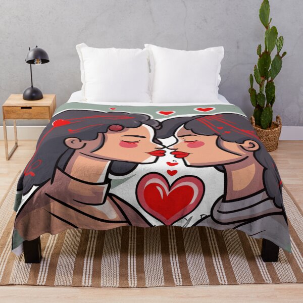 Item preview, Cartoon of two women in love kissing  designed and sold by Photopat.