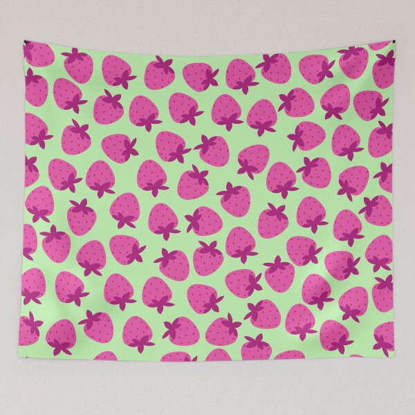 Item preview, pink strawberry field summer cute nature fruit girly pattern designed and sold by DesignYourWaystore.