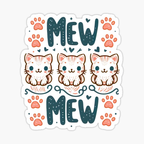 Item preview, "Whimsical 'Mew Mew' Art: Playful Cats in Vector Charm" designed and sold by Huycao211.