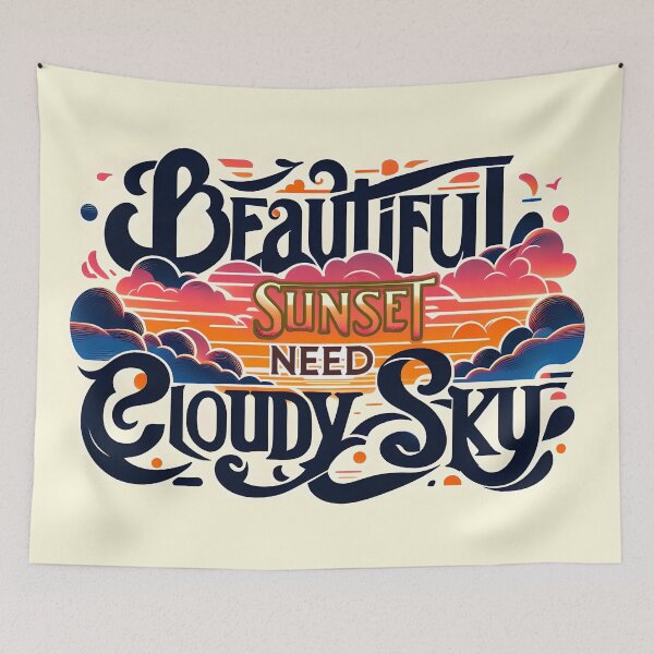 Item preview, Beautiful Sunset need Cloudy Sky, typography designed and sold by maxmaj.