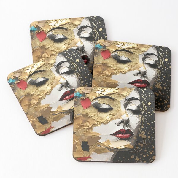 Item preview, torn paper collage with gold leaf accents designed and sold by dcrc.