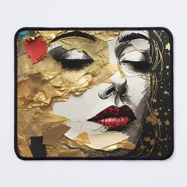 Item preview, torn paper collage with gold leaf accents designed and sold by dcrc.