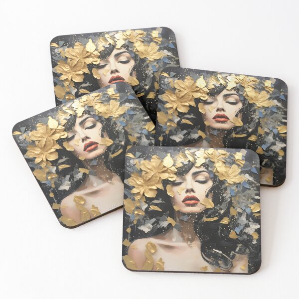 Item preview, torn paper collage with gold leaf accents designed and sold by dcrc.