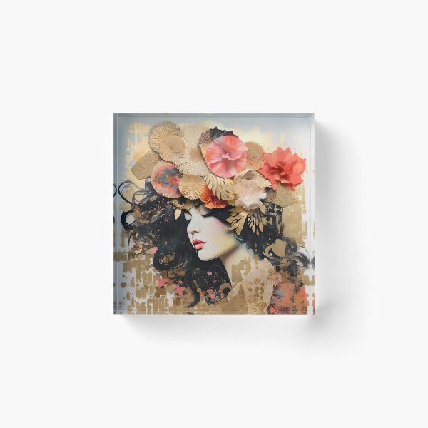 Item preview, torn paper collage with gold leaf accents designed and sold by dcrc.