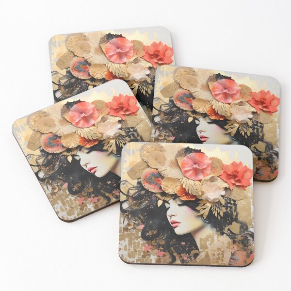 Item preview, torn paper collage with gold leaf accents designed and sold by dcrc.