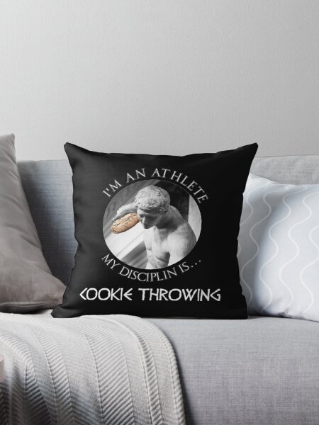 olympic games - i am an athlete - cookie throwing - dark pillows