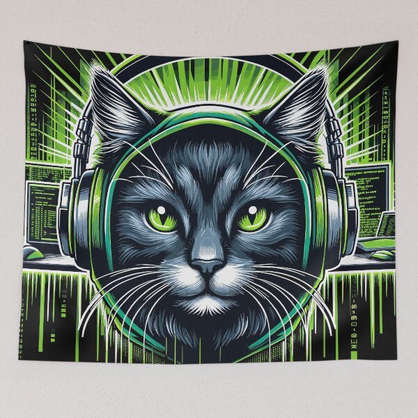 Item preview, Hacker Cat - Funny Animals - Geek Cat Programmer #3 designed and sold by InkCraftHouse.