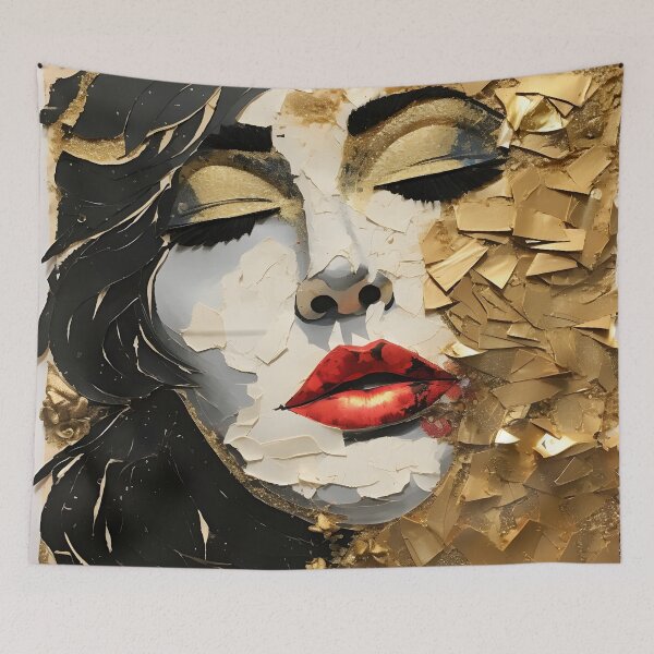 Item preview, torn paper collage with gold leaf accents designed and sold by dcrc.