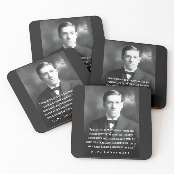 Item preview, H.P. Lovecraft portrait and quote: To be bitter is to attribute intent and personality to the formless, infinite, unchanging and unchangeable void. designed and sold by artbleed.