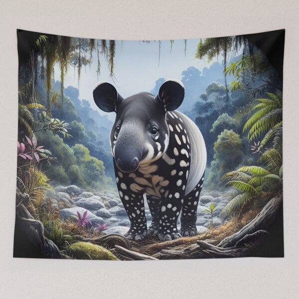Item preview, Malayan tapir animal art designed and sold by RubisLeaf.