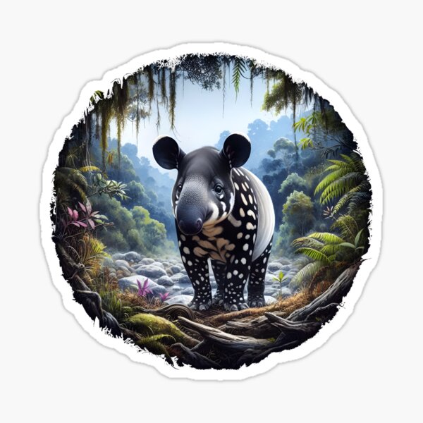 Vista previa del artículo con la obra «Arte animal del tapir malayo», diseñado y vendido por RubisLeaf.