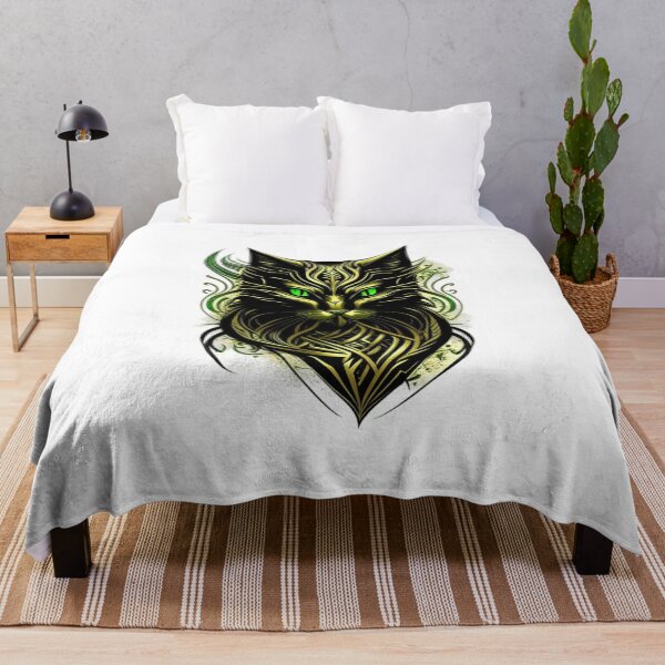 Item preview, Black cat in gold-green colors happy new year 2023/2024 designed and sold by BlueGoldArt.