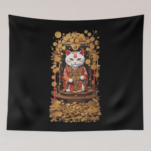 Item preview, Aesthetic Lucky Cat Japan Lucky Charm Cat designed and sold by LuminOrb.
