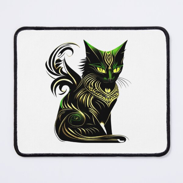 Item preview, Abstract gold green domestic cat designed and sold by BlueGoldArt.