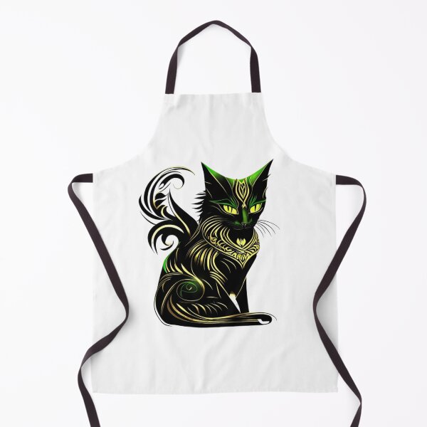 Item preview, Abstract gold green domestic cat designed and sold by BlueGoldArt.