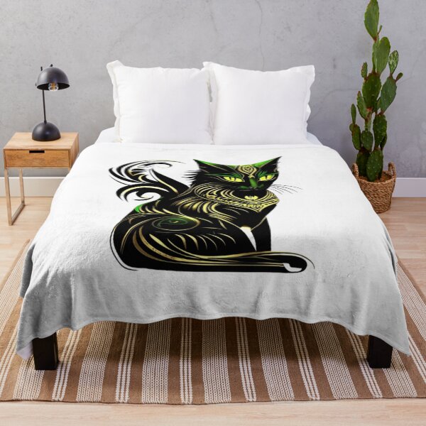 Item preview, Abstract gold green domestic cat designed and sold by BlueGoldArt.