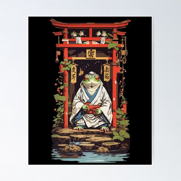 Item preview, Fantasy Frog In The Temple Japan Retro Design designed and sold by LuminOrb.