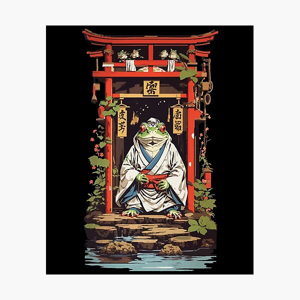 Item preview, Fantasy Frog In The Temple Japan Retro Design designed and sold by LuminOrb.