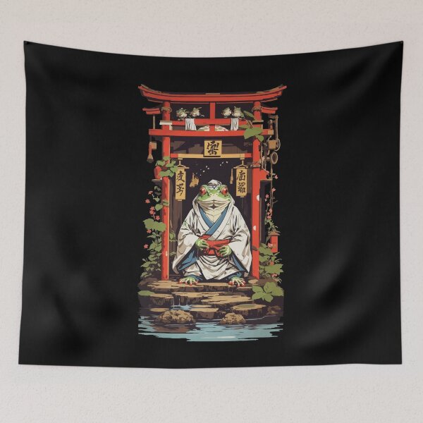 Item preview, Fantasy Frog In The Temple Japan Retro Design designed and sold by LuminOrb.