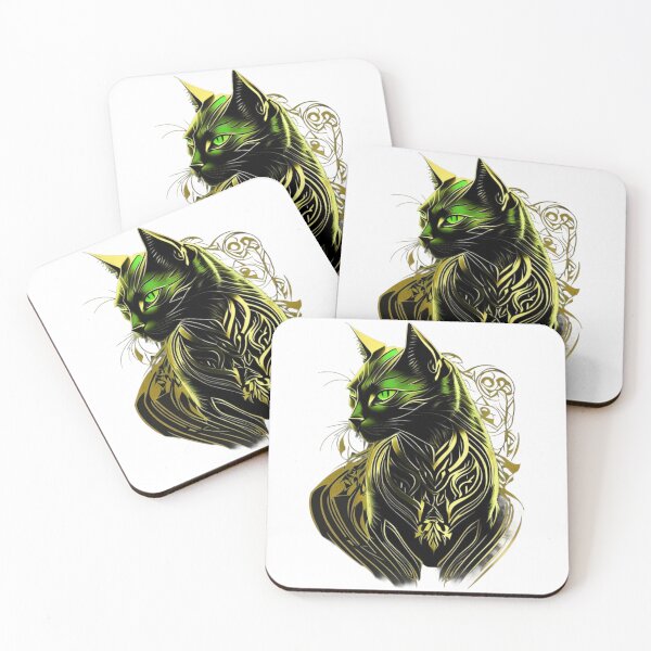 Item preview, Golden-green cat majestic, sensual, nature's charming allure designed and sold by BlueGoldArt.