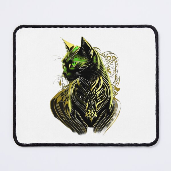 Item preview, Golden-green cat majestic, sensual, nature's charming allure designed and sold by BlueGoldArt.