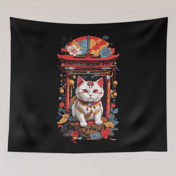Item preview, Maneki Neko Lucky Cat In The Japanese Shrine designed and sold by LuminOrb.