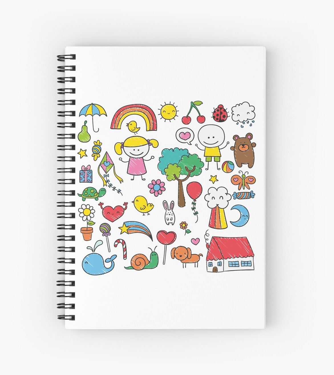 "Cute and Colourful Doodle" Spiral Notebook by mattw887 Redbubble
