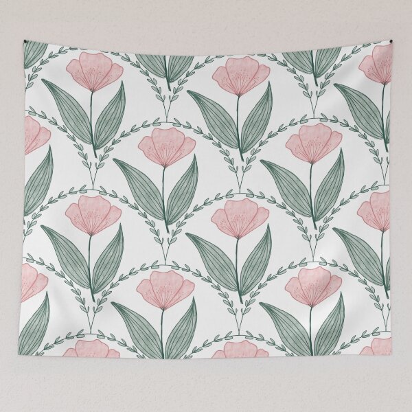 Item preview, Watercolor poppy repeat pattern designed and sold by Lavender Fox Studio.