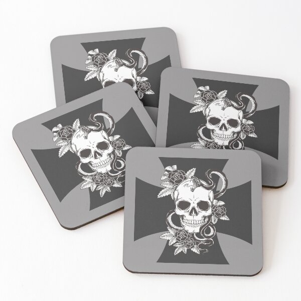 Item preview, skull iron cross design - tattoo style with roses and snake designed and sold by Alyn8.