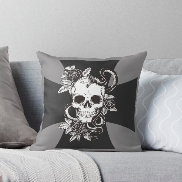 Item preview, skull iron cross design - tattoo style with roses and snake designed and sold by Alyn8.