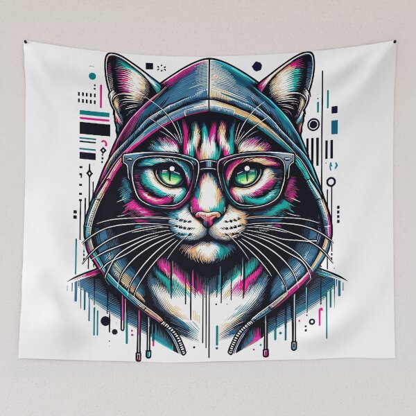 Item preview, Hacker Cat - Funny Animals - Geek Cat Programmer #4 designed and sold by InkCraftHouse.