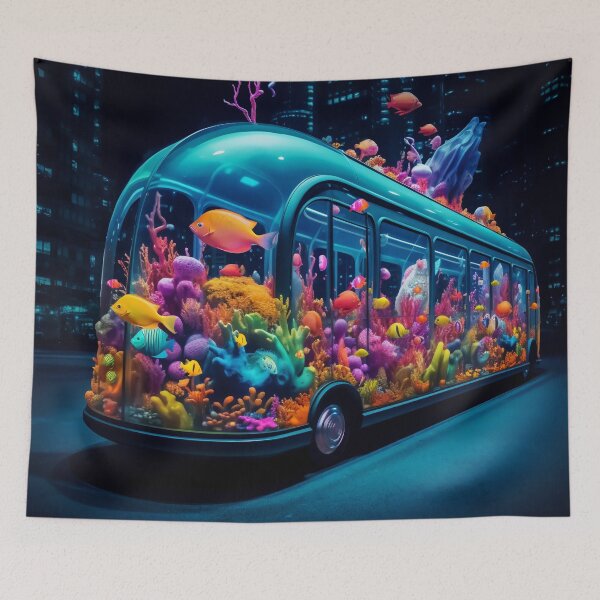 Item preview, Neon Aquarium Bus in the City Night designed and sold by oanaunciuleanu.